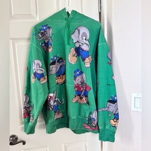 💥💥CLEARANCE!!💥💥 Supreme Green Elephant Print Hoodie Sweater in Large
